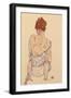 Seated Woman in Underwear, Rear View, 1917-Egon Schiele-Framed Giclee Print