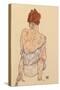 Seated Woman in Underwear, Rear View, 1917-Egon Schiele-Stretched Canvas