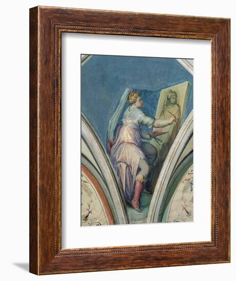 Seated Woman Painting a Portrait of a Man-Giorgio Vasari-Framed Giclee Print