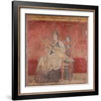 Seated woman playing a kithara, c.50–40 B.C.-Roman Republican Period-Framed Giclee Print