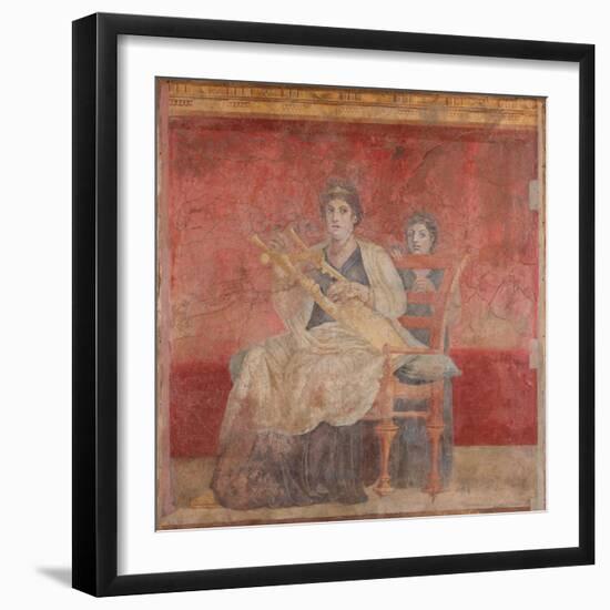 Seated woman playing a kithara, c.50–40 B.C.-Roman Republican Period-Framed Giclee Print