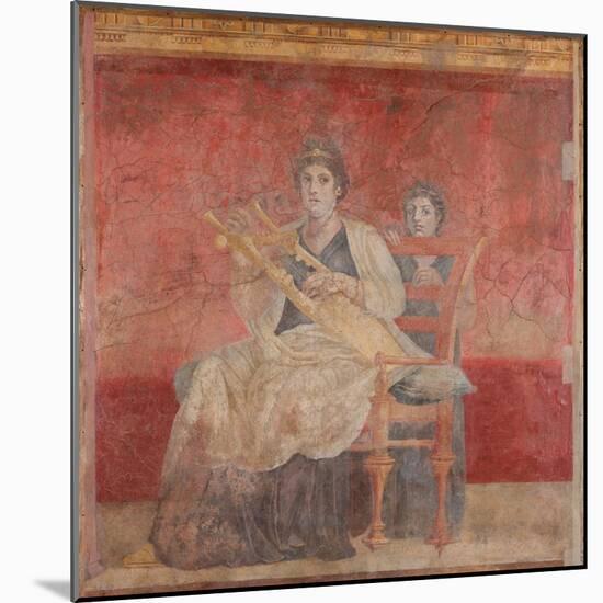 Seated woman playing a kithara, c.50–40 B.C.-Roman Republican Period-Mounted Giclee Print