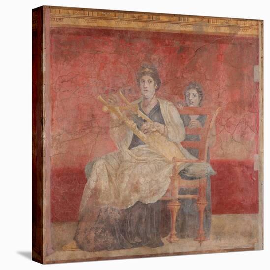 Seated woman playing a kithara, c.50–40 B.C.-Roman Republican Period-Stretched Canvas