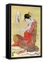 Seated Woman Reading-Hosoda Eishi-Framed Stretched Canvas