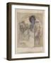 Seated Woman – Study for a Poster, 1897 (W/C on Paper)-Alphonse Marie Mucha-Framed Giclee Print