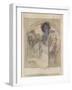 Seated Woman – Study for a Poster, 1897 (W/C on Paper)-Alphonse Marie Mucha-Framed Giclee Print