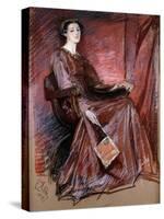 Seated Woman Wearing Elizabethan Headdress, 1897-Edwin Austin Abbey-Stretched Canvas