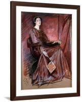 Seated Woman Wearing Elizabethan Headdress, 1897-Edwin Austin Abbey-Framed Giclee Print