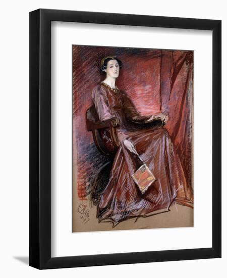 Seated Woman Wearing Elizabethan Headdress, 1897-Edwin Austin Abbey-Framed Giclee Print