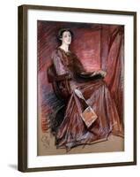 Seated Woman Wearing Elizabethan Headdress, 1897-Edwin Austin Abbey-Framed Giclee Print