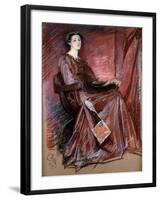 Seated Woman Wearing Elizabethan Headdress, 1897-Edwin Austin Abbey-Framed Giclee Print