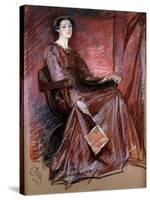Seated Woman Wearing Elizabethan Headdress, 1897-Edwin Austin Abbey-Stretched Canvas