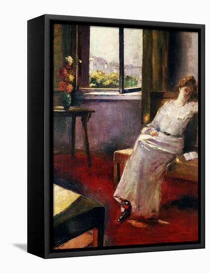 Seated Woman with a Book-Lesser Ury-Framed Stretched Canvas