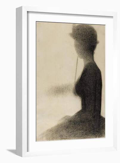 Seated Woman with a Parasol (study, La Grande Jatte)-Georges Seurat-Framed Giclee Print