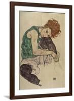 Seated Woman with Bent Knee, 1917-Egon Schiele-Framed Giclee Print