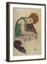 Seated Woman with Bent Knee, 1917-Egon Schiele-Framed Giclee Print