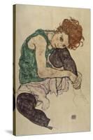 Seated Woman with Bent Knee, 1917-Egon Schiele-Stretched Canvas