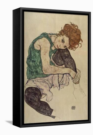 Seated Woman with Bent Knee, 1917-Egon Schiele-Framed Stretched Canvas