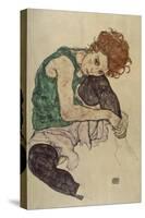 Seated Woman with Bent Knee, 1917-Egon Schiele-Stretched Canvas