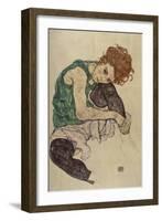 Seated Woman with Bent Knee, 1917-Egon Schiele-Framed Giclee Print