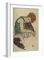 Seated Woman with Bent Knee, 1917-Egon Schiele-Framed Giclee Print