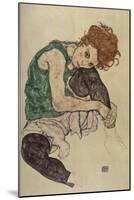 Seated Woman with Bent Knee, 1917-Egon Schiele-Mounted Giclee Print