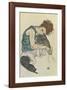 Seated Woman With Bent Knee-Egon Schiele-Framed Premium Giclee Print