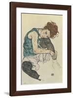 Seated Woman With Bent Knee-Egon Schiele-Framed Premium Giclee Print