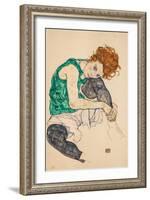 Seated Woman with Bent Knees, 1917 (Gouache on Paper)-Egon Schiele-Framed Giclee Print