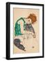 Seated Woman with Bent Knees, 1917 (Gouache on Paper)-Egon Schiele-Framed Giclee Print