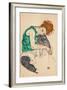 Seated Woman with Bent Knees, 1917 (Gouache on Paper)-Egon Schiele-Framed Giclee Print