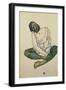 Seated Woman with Green Stockings-Egon Schiele-Framed Giclee Print