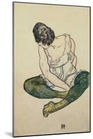 Seated Woman with Green Stockings-Egon Schiele-Mounted Giclee Print