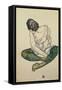 Seated Woman with Green Stockings-Egon Schiele-Framed Stretched Canvas