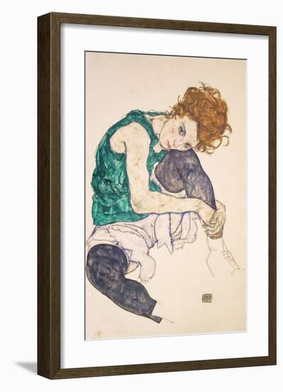 Seated Woman with Legs Drawn Up (Adele Herms), 1917-Egon Schiele-Framed Art Print