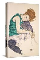 Seated Woman with Legs Drawn Up-Egon Schiele-Stretched Canvas