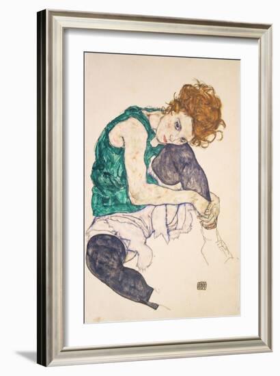 Seated Woman with Legs Drawn Up-Egon Schiele-Framed Giclee Print