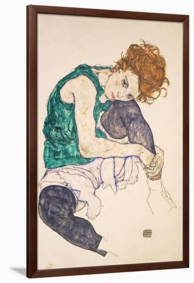 Seated Woman with Legs Drawn Up-Egon Schiele-Framed Giclee Print