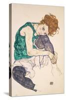 Seated Woman with Legs Drawn Up-Egon Schiele-Stretched Canvas