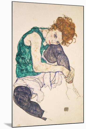 Seated Woman with Legs Drawn Up-Egon Schiele-Mounted Giclee Print