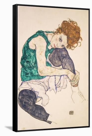 Seated Woman with Legs Drawn Up-Egon Schiele-Framed Stretched Canvas