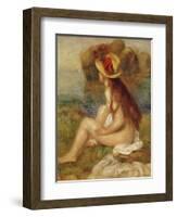 Seated Woman with Straw Hat-Pierre-Auguste Renoir-Framed Giclee Print