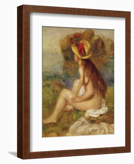 Seated Woman with Straw Hat-Pierre-Auguste Renoir-Framed Giclee Print