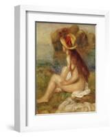 Seated Woman with Straw Hat-Pierre-Auguste Renoir-Framed Giclee Print