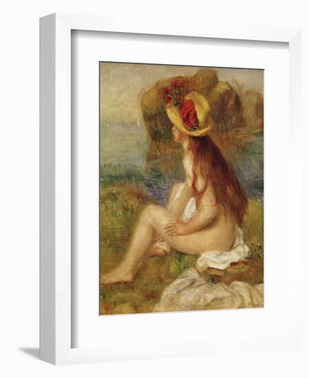 Seated Woman with Straw Hat-Pierre-Auguste Renoir-Framed Giclee Print