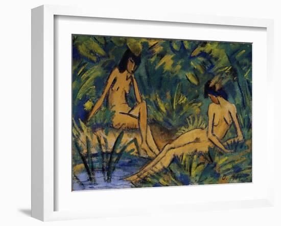 Seated Women by Water; Sitzende Madchen Am Wasser, C. 1914-16-Otto Muller or Mueller-Framed Giclee Print