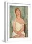 Seated Young Girl in a Shirt; Jeune Fille Assise En Chemise, 1918 (Oil on Canvas)-Amedeo Modigliani-Framed Giclee Print