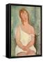 Seated Young Girl in a Shirt; Jeune Fille Assise En Chemise, 1918 (Oil on Canvas)-Amedeo Modigliani-Framed Stretched Canvas