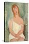 Seated Young Girl in a Shirt; Jeune Fille Assise En Chemise, 1918 (Oil on Canvas)-Amedeo Modigliani-Stretched Canvas