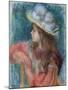 Seated Young Girl in a White Hat, 1884 (Pastel on Paper)-Pierre-Auguste Renoir-Mounted Giclee Print